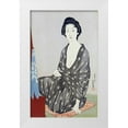 thumbnail image 1 of Goyo, Hashiguichi 10x14 White Modern Wood Framed Museum Art Print Titled - A Beauty In a Black Kimono, 1 of 4