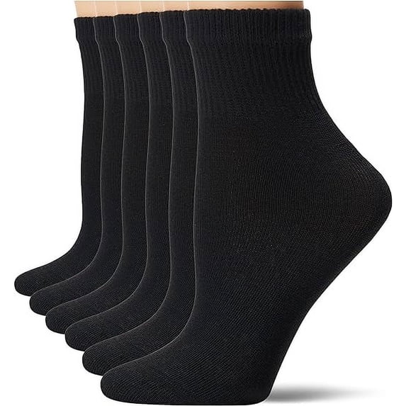 Goyoma 6 Pairs Ankle Cotton Athletic Socks Comfortable wicking Crew Socks for Women and Men, 100% Cotton,Color:Black,Uniform Size