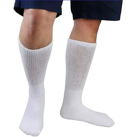 Goyoma Men's Diabetes & Circulatory Crew Socks, 3 Pack(White)