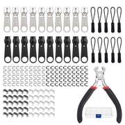 Goyunwell 182Pcs Zipper Repair Kit Zipper Replacement Kit Zipper Install Pliers Tool Zipper Extension Pulls for Clothing Jackets Purses Luggage Backpacks Silver and Black