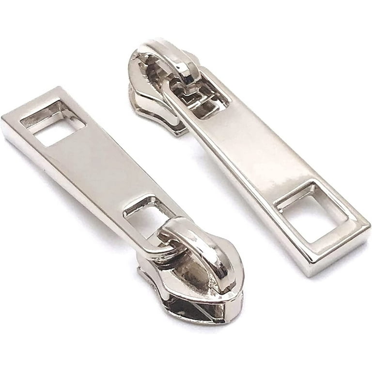 Goyunwell 40pcs #5 Zipper Pulls Metal Zipper Head Nylon Zipper Slider for Purse Silver, Adult Unisex, Size: Large