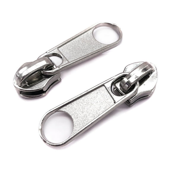Goyunwell #5 Zipper Pulls Metal Silver Zipper Pulls Bulk 30pcs Zipper Slider Coil Zipper Pull Charms Nylon Zipper Pulls for Purse Handbag Making Craft Sewing