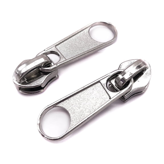 Goyunwell #5 Zipper Pulls Metal Silver Zipper Pulls Bulk 30pcs Zipper Slider Coil Zipper Pull Charms Nylon Zipper Pulls for Purse Handbag Making Craft Sewing