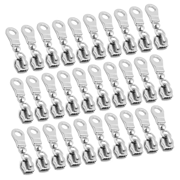 Goyunwell #5 Zipper Pulls Metal Silver Zipper Pulls Bulk 30pcs Zipper Slider Coil Zipper Pull Charms Nylon Zipper Pulls for Purse Handbag Making Craft Sewing