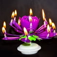 thumbnail image 1 of Goyunwell Flower Lotus Music Rotatable 2-Layer Birthday Candles, Purple, 2 Pieces, 1 of 8