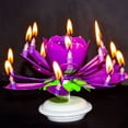 thumbnail image 1 of Goyunwell 2 Pieces Flower Lotus Music Rotatable 2-Layer Birthday Candles, Purple,, 1 of 8