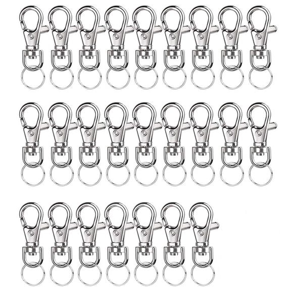Goyunwell Keychain Hook Clip 40 Silver Swivel Snap Hook 40 jump rings Lobster Claw Clasp Small Metal Swivel Key Chain Clip Hook Keychain Hardware for Keychain Making
