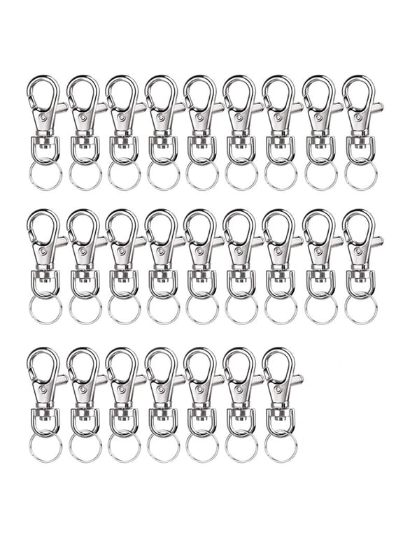 Keychain Hook Clip 40 Silver Swivel Snap Hook 40 jump rings Lobster Claw Clasp Small Metal Swivel Key Chain Clip Hook Keychain Hardware for Keychain Making