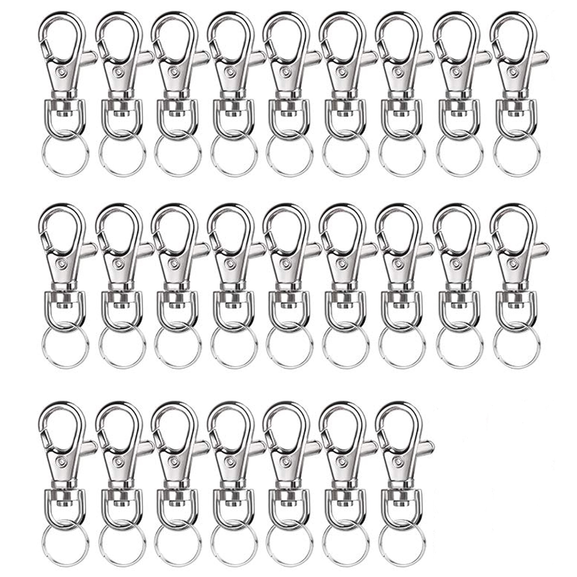 Bulk 100 Pack - Premium Metal Lobster Claw Clasp Hook Craft Findings - 1.5  Inch Clip with Trigger Snap and Round Eye Swivel D Ring by Specialist ID  (Silver) 