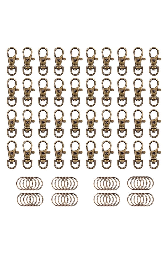 Small Lobster Clasp 40 swivel snap hooks and 40 jump rings Antique Brass Swivel Snap Keychains