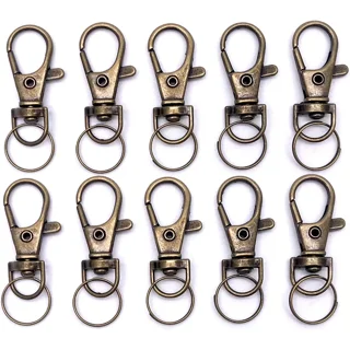 50 Pack Metal Swivel Lobster Claw Clasp Lanyard Snap Hook 1.25” x 0.5” with  50 Key Rings - Jewelry Findings Or Sewing Projects