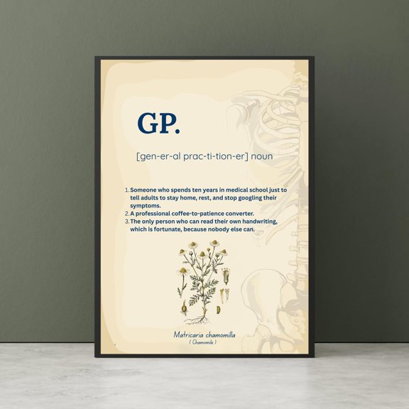 Gp Definition Doctor Medical Student Wall Decor Unframed Paper Print