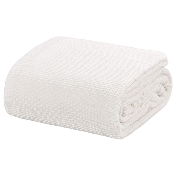 GpLuMy All Season Waffle Premium Thermal Blanket King Size 108"x90" Durable Soft Cozy Breathable Weave Design 100% Cotton, Ivory
