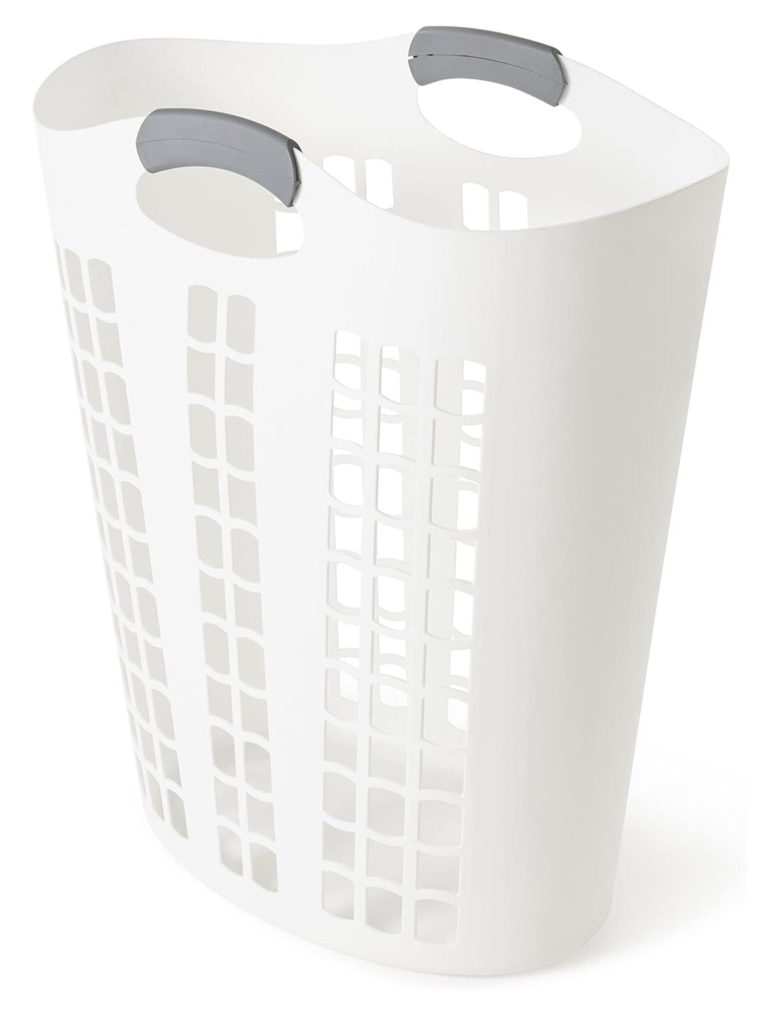 GpLuMy Easy Carry Hamper, Large 87.5 Liter Lightweight Plastic Ventilated Laundry Basket Clothes Bin with Handles, White