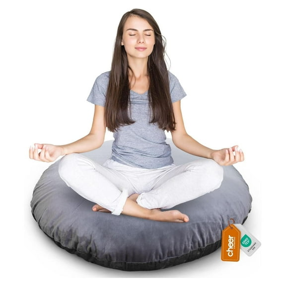 GpLuMy Extra Large Floor Pillow, 32 Inch Round Floor Cushion, Oversized Pillow Seats for Floor, Meditation Pillows & Cushions, Giant Yoga Floor Pillow for Adults-Grey