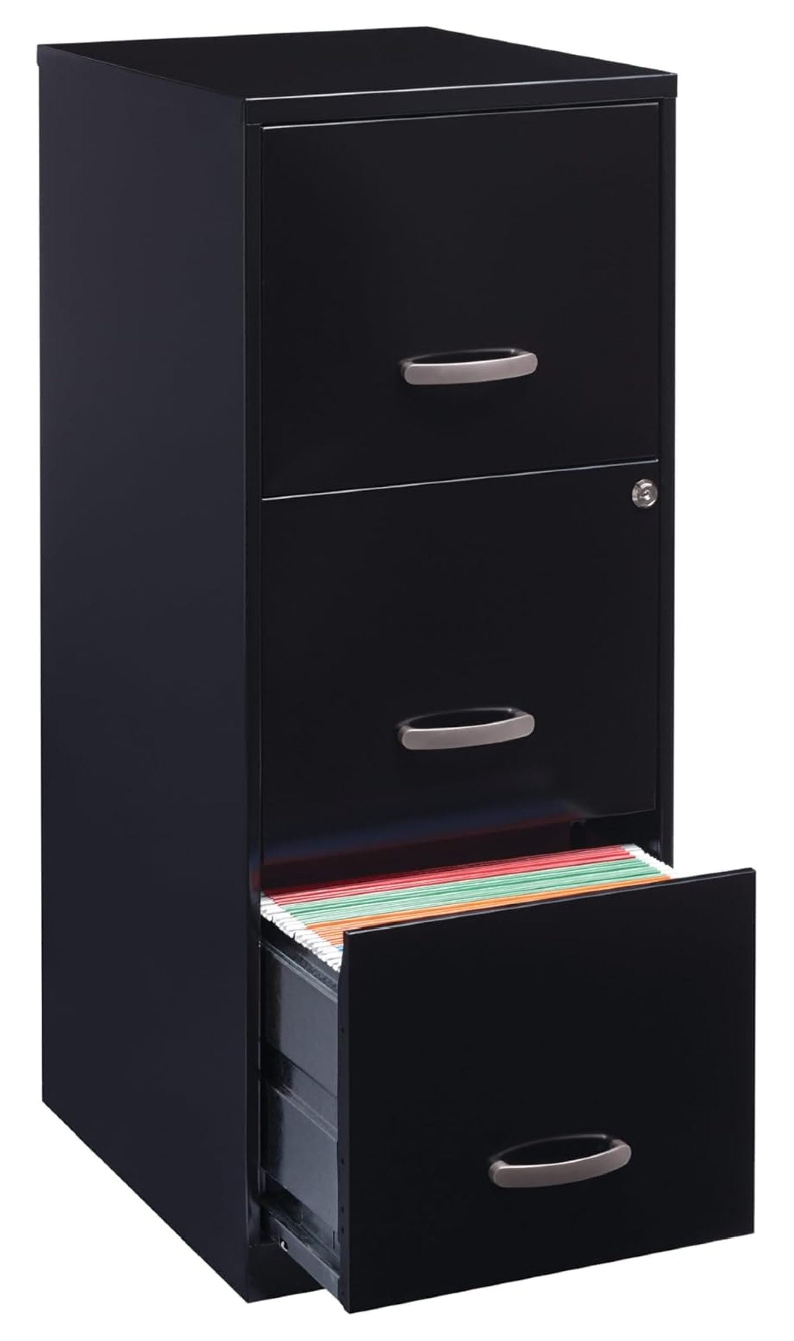 Black Vertical 3-Drawer Lockable Steel File Cabinet
