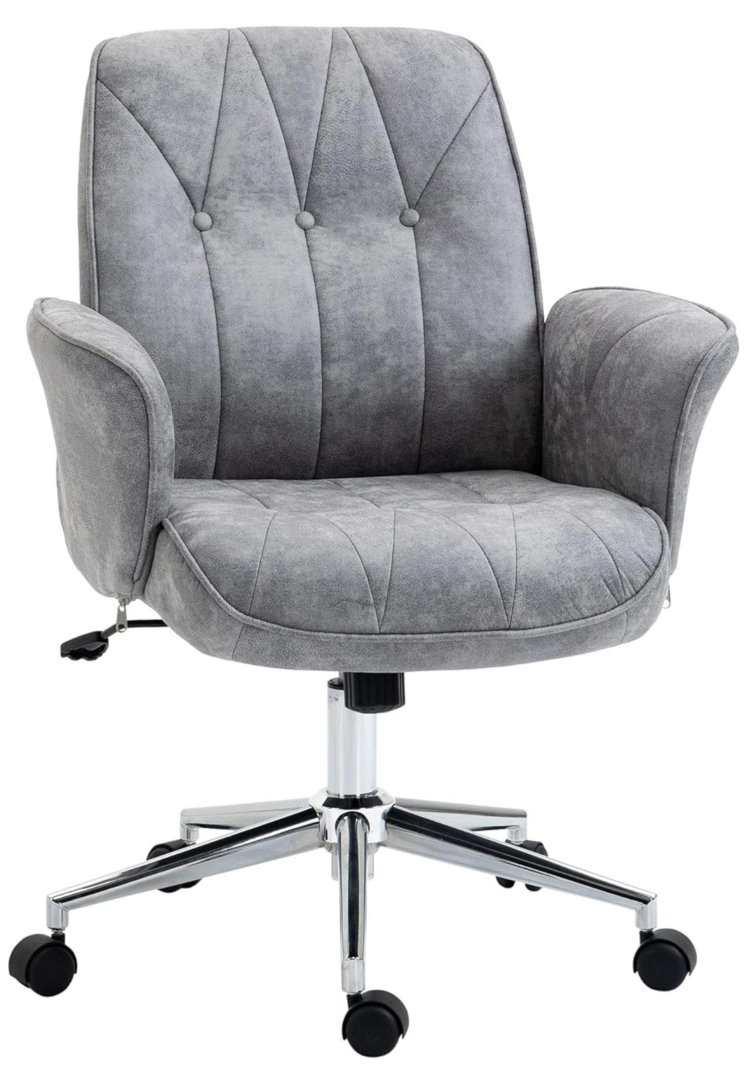 Gray Microfiber Adjustable Office Chair with Swivel Wheels