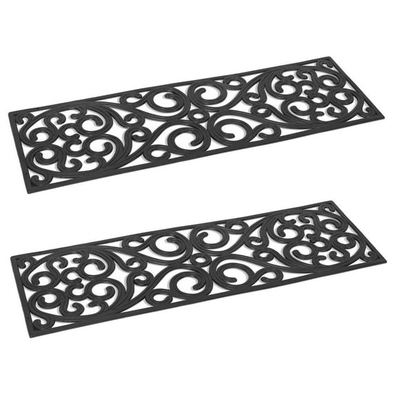 GpLuMy Rubber Stair treads for Outdoors | 10" x 30" | 2 Pack | Beautifully Designed Stair mats | Outdoor Stair treads Non-Slip Weather Resistant
