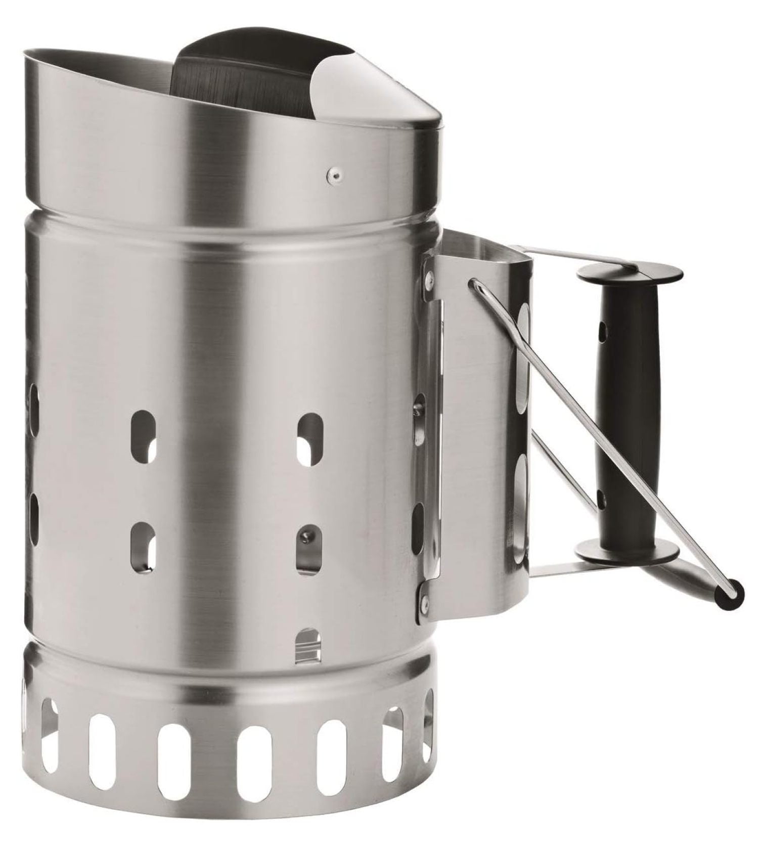 Silver Stainless Steel Charcoal Starter Chimney with Stay-Cool Handle
