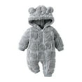 thumbnail image 1 of Gpaecead 0-18M Baby Clothes Long Jumpsuit Baby Boys Girls Solid Color Zipper Fleece Hooded Jumpsuit Newborn Pajamas Gray, 1 of 9