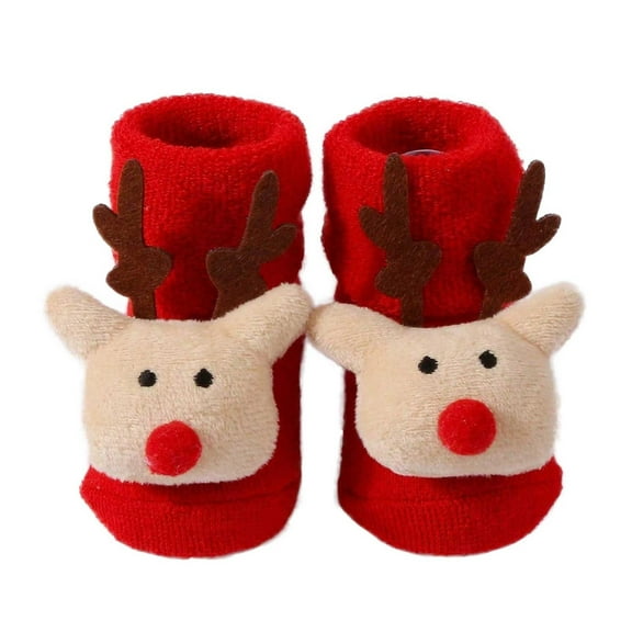 Gpaecead 0-1T Christmas Baby Socks Non Slip Warm Socks Infant Boys Girls Thick Winter Socks Xmas Floor Socks Red