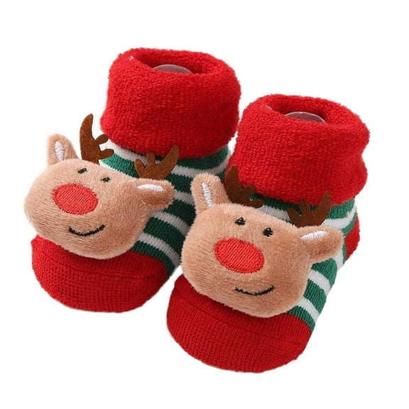 Gpaecead 0-1T Christmas Baby Socks Non Slip Warm Socks Infant Boys Girls Thick Winter Socks Xmas Floor Socks Red