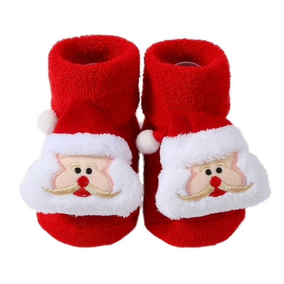 Gpaecead 0-1T Christmas Baby Socks Non Slip Warm Socks Infant Boys Girls Thick Winter Socks Xmas Floor Socks Red