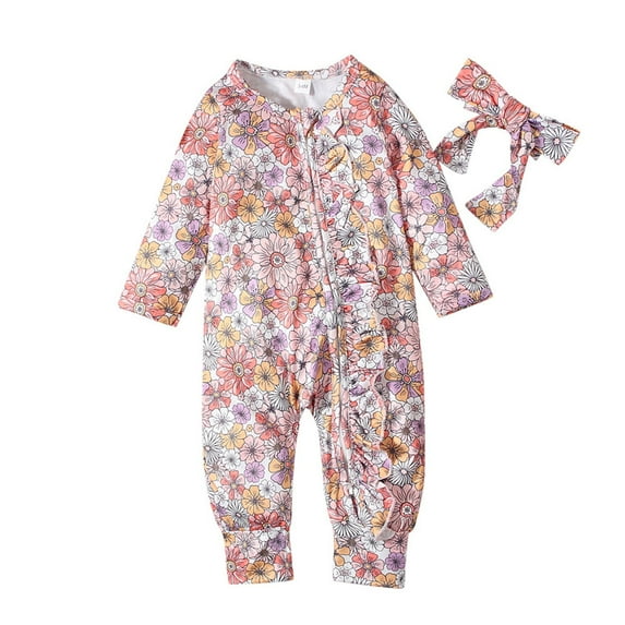 Gpaecead 0-1T Newborn Summer Baby Boy Girl Bodysuit Jumpsuit With Headband One Piece Outfit Baby Clothes Watermelon Red