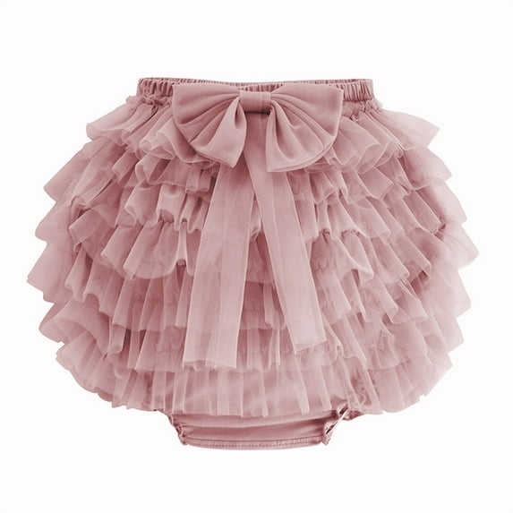 Gpaecead 0-4T Baby Girls' Tutu Skirt Solid Color Elastic Waistband Mesh Skirt Mini Skirt Skort Layered Skirt Pink