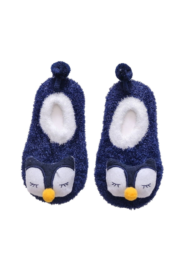 0-5Years Winter Baby Boys Girls Fleece Lined Non-Slip Keep Warm Home Cotton Slippers Navy