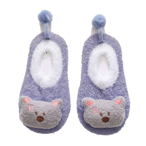 Gpaecead 0-5Years Winter Baby Boys Girls Fleece Lined Non-Slip Keep Warm Home Cotton Slippers Purple