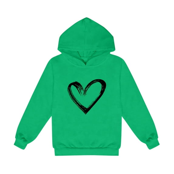 Gpaecead 1-14Y Kids Boys And Girls Hoodie Shirt Long Sleeve Pattern T-Shirt Printed Hooded Sweatshirt Green