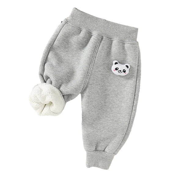 Gpaecead 1-4T Boys And Girls Fleece Lined Pants Fall And Winter Thick Warm Pants Casual Outer Pants Gray