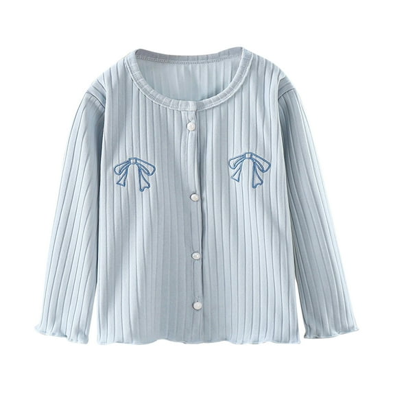 Gpaecead 1-6T Girls And Toddler Long Sleeve Cardigan Button Up Sweater Coat Blue