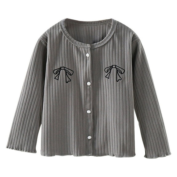 Gpaecead 1-6T Girls And Toddler Long Sleeve Cardigan Button Up Sweater Coat Gray