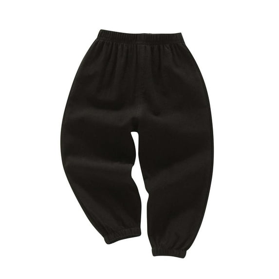 Gpaecead 2-10 Years Toddler Boys Girls Pull On Pants Sport Pants Solid Color Mid Waist Closed Bottom Breathable Pants Black