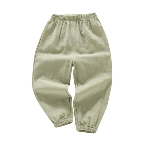 Gpaecead 2-10 Years Toddler Boys Girls Pull On Pants Sport Pants Solid Color Mid Waist Closed Bottom Breathable Pants Green