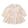 thumbnail image 1 of Gpaecead 2-10Y Kids Girls Princess Dress Trendy Floral Button Long Sleeve Doll Collar Dress Pink, 1 of 9
