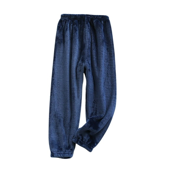 Gpaecead 2-13 Years Kids Boys Girls Flannel Pants Solid Color And Thick Warm Sleepwear Pants Navy