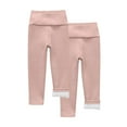 thumbnail image 1 of Gpaecead 2Pc Baby Girl Boy Fleece Lined Leggings High Waist Sweatpants Elastic Winter Thick Warm Solid Pants 2-9 Years Pink, 1 of 4