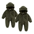 thumbnail image 1 of Gpaecead 2Pc Toddler Boys Girls Cute Snowsuit Fleece Lined Onesie Outfits Long Sleeve Hooded Jumpsuit Clothes Olive Green, 1 of 9
