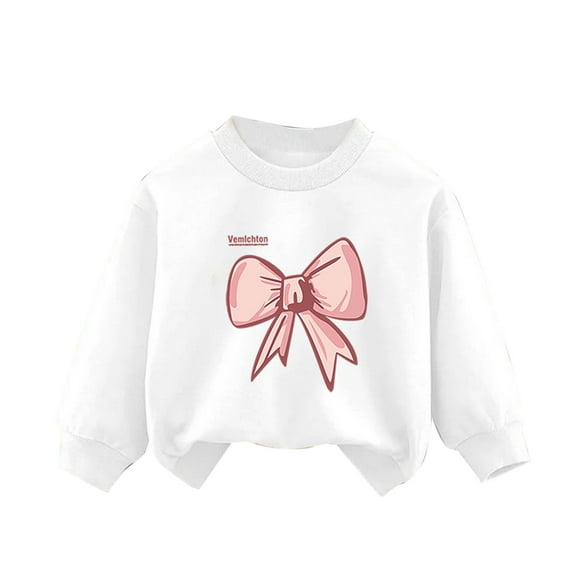 Gpaecead 3-10Y Girl Sweatshirts Christmas Crewneck Long Sleeve Pullover Cotton Graphic Top Sweater Shirts White
