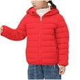 thumbnail image 1 of Gpaecead 3-16Y Kids Winter Coat Solid Color Lightweight Down Cotton Jacket Long Sleeve Hooded Casual Jacket Red, 1 of 7
