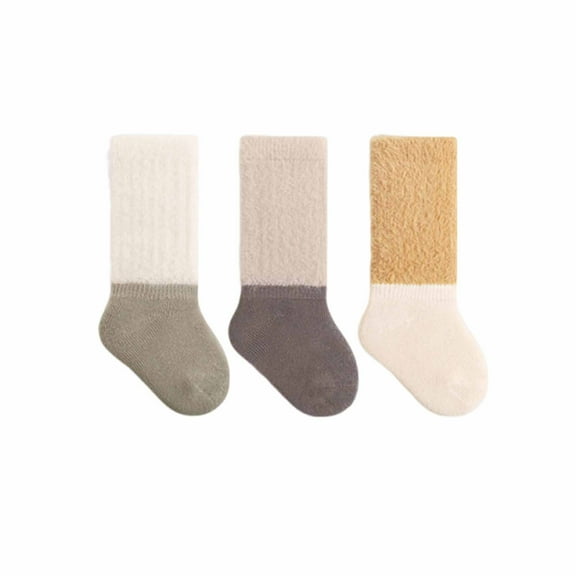 Gpaecead 3 Pairs Toddler Baby Ankle Socks Color Block Baby Cotton Socks Newborn Baby Socks Kid's Socks Yellow