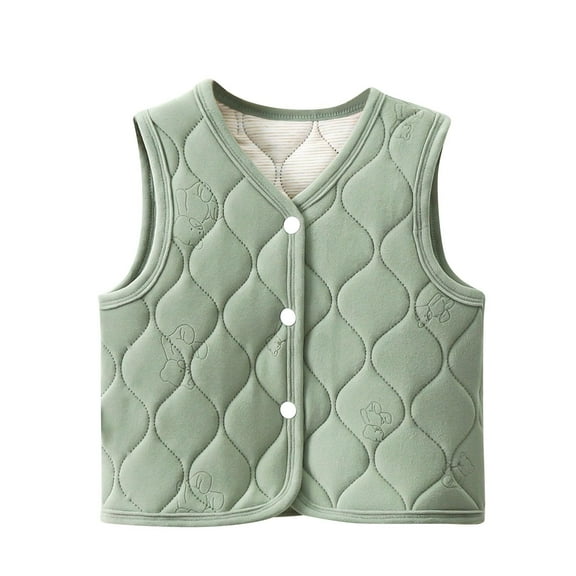 Gpaecead 3M-5T Toddler Baby Warm Jacket Cotton Vest Unisex Infant Toddler Sleeveless Winter Warm Padded Waistcoat Green