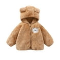 thumbnail image 1 of Gpaecead 6M-3T Toddler Baby Boys Girls Cartoon Fuzzy Fleece Hoodie Jacket Coat With Ears Winter Warm Zipper Up Sweatshirt Outwear Khaki, 1 of 4