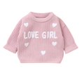 thumbnail image 1 of Gpaecead 6M-3T Toddler Baby Girls Toddler Knit Sweater Cute Round Neck Long Sleeve Pullover Sweatshirt Warm Kids Tops Pink, 1 of 6