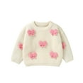 thumbnail image 1 of Gpaecead 6M-3T Toddler Baby Girls Toddler Knit Sweater Cute Round Neck Long Sleeve Pullover Sweatshirt Warm Kids Tops White, 1 of 5