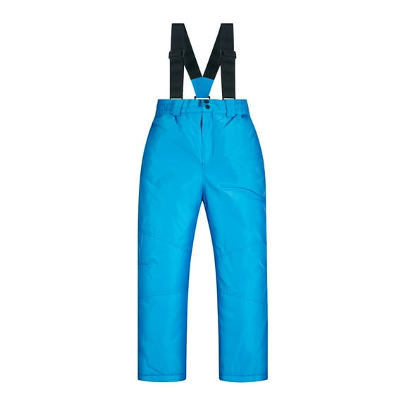 Gpaecead 8-16 Years Kids' Snow Bib Boys And Girls Ski Pants Overalls Solid Color Pocket Windproof Waterproof Warm And Thick Unisex Pants Blue