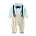 thumbnail image 1 of Gpaecead Baby Boy Clothes Suits Toddler Striped Dress Shirt with Bowtie Suspender Pants Outfit Sets Gentleman Wedding 2-12 Years Green, 1 of 4
